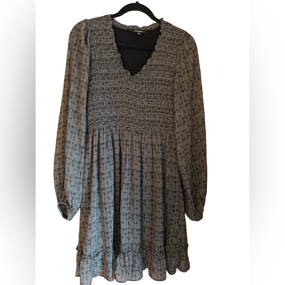 Mittoshop Black and Gray Long Sleeve Dress